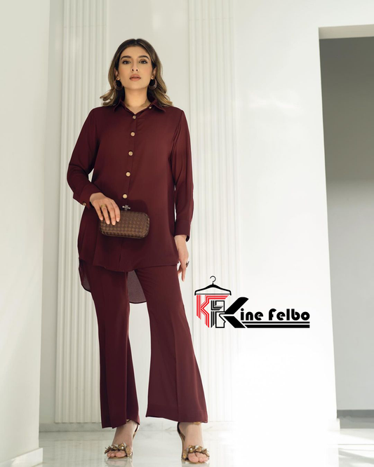 Dark Maron Shirt Set