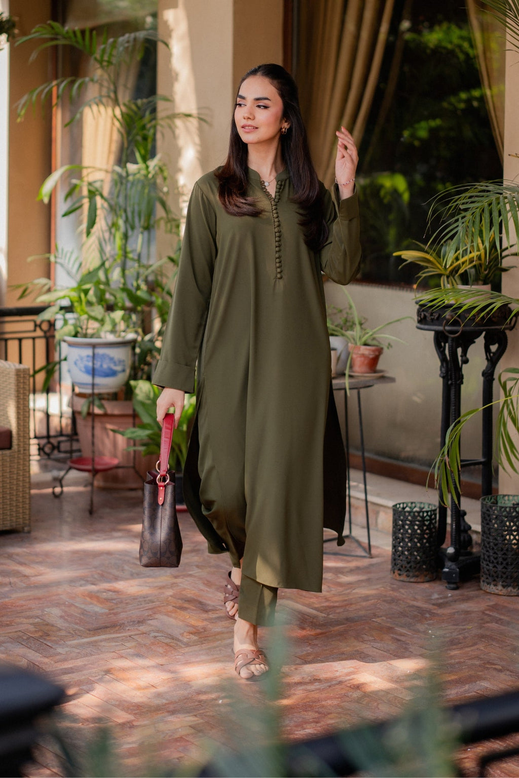 Olive Long Button Set