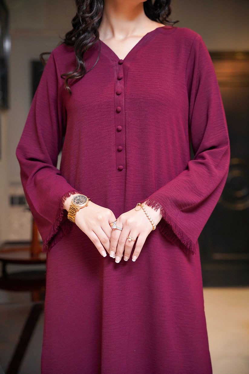 Burgundy Long Buttoned Set