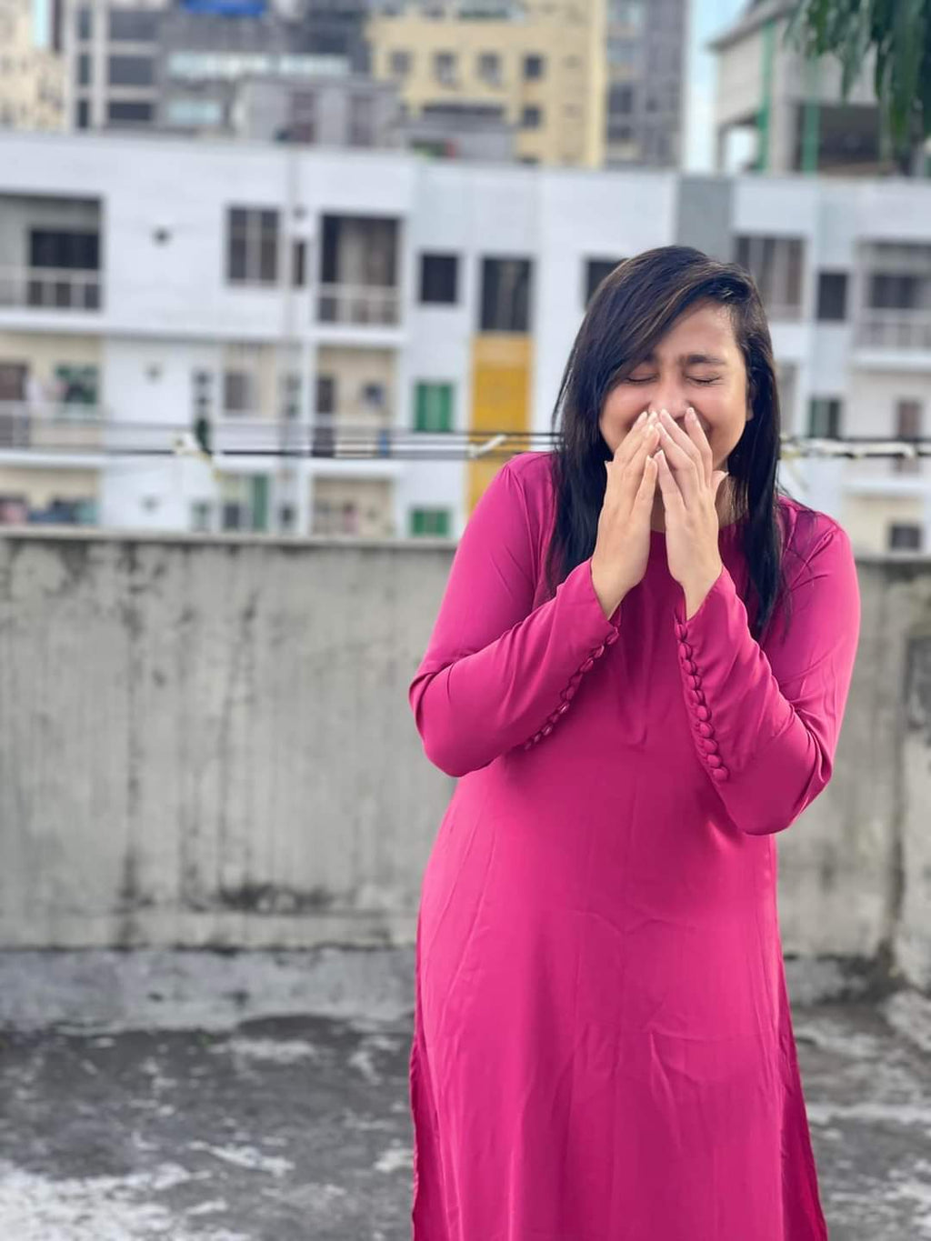 HOT PINK LONG KURTI SET