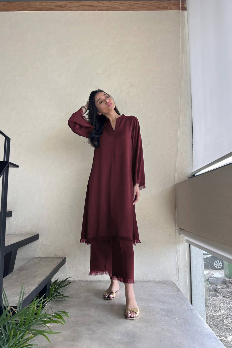 Dark Maron Long Lace