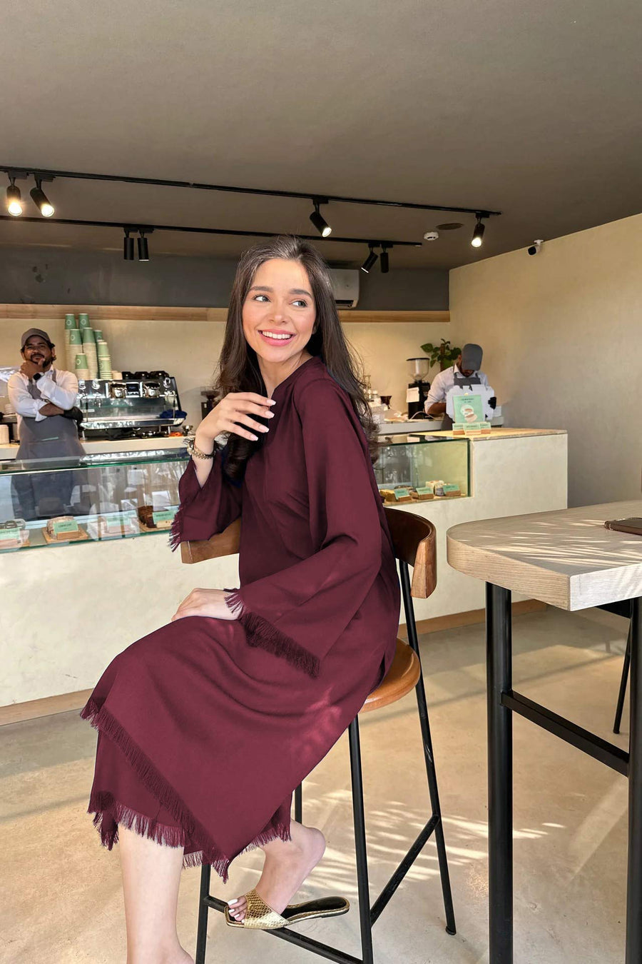 Dark Maron Long Lace