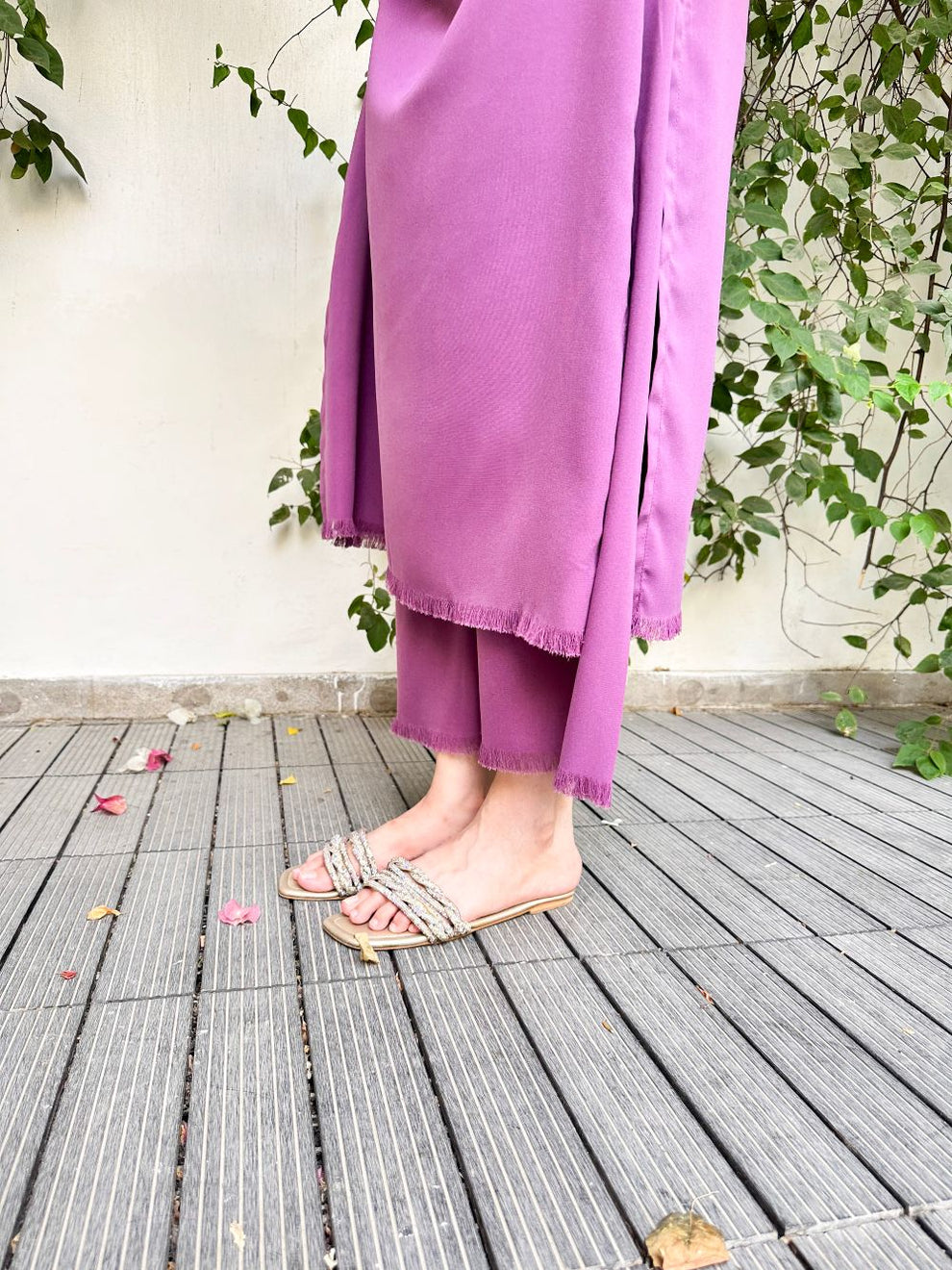 Dusk Purple Long Fringe Set