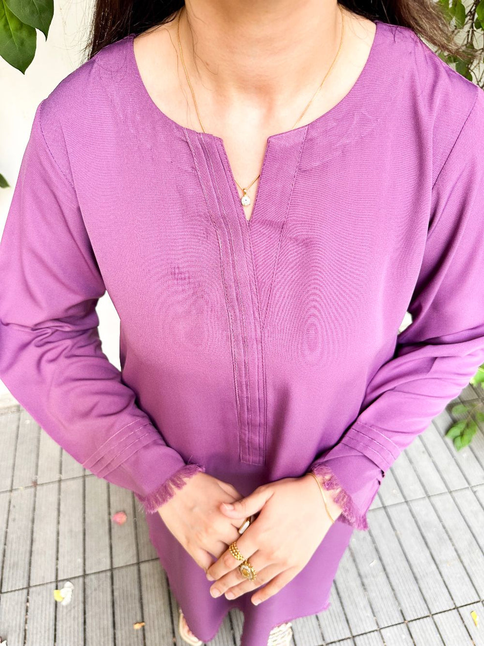 Dusk Purple Long Fringe Set