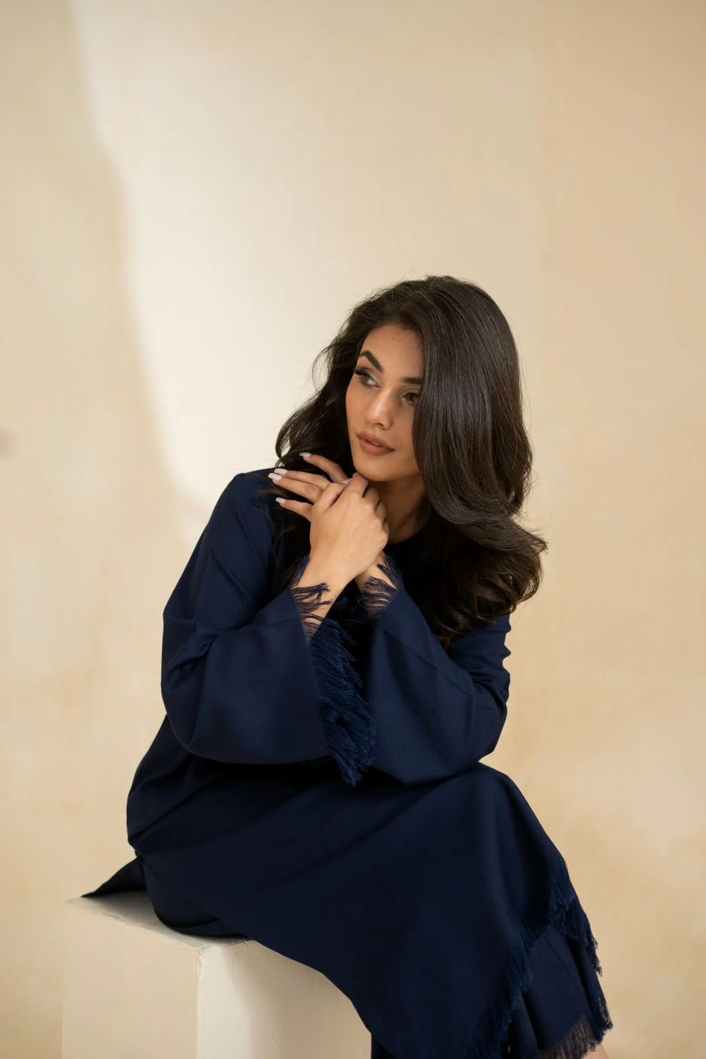 Navy Long Fringe Set