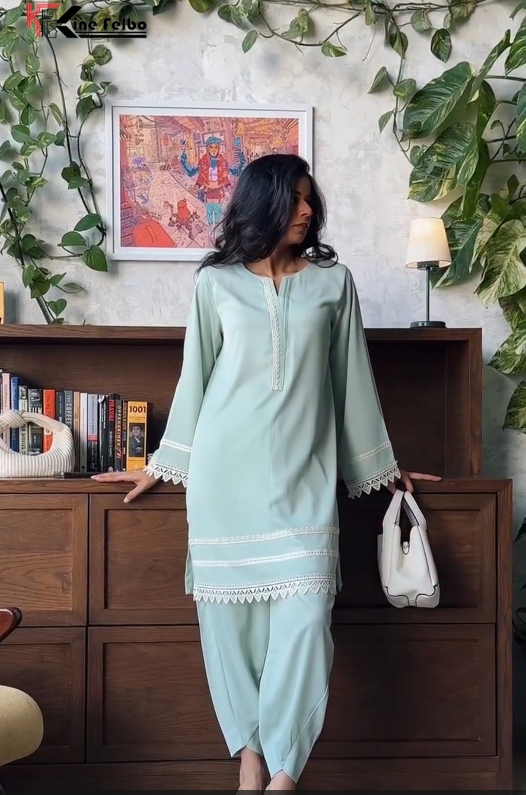 Eid Speical Mint Blue Lace Set