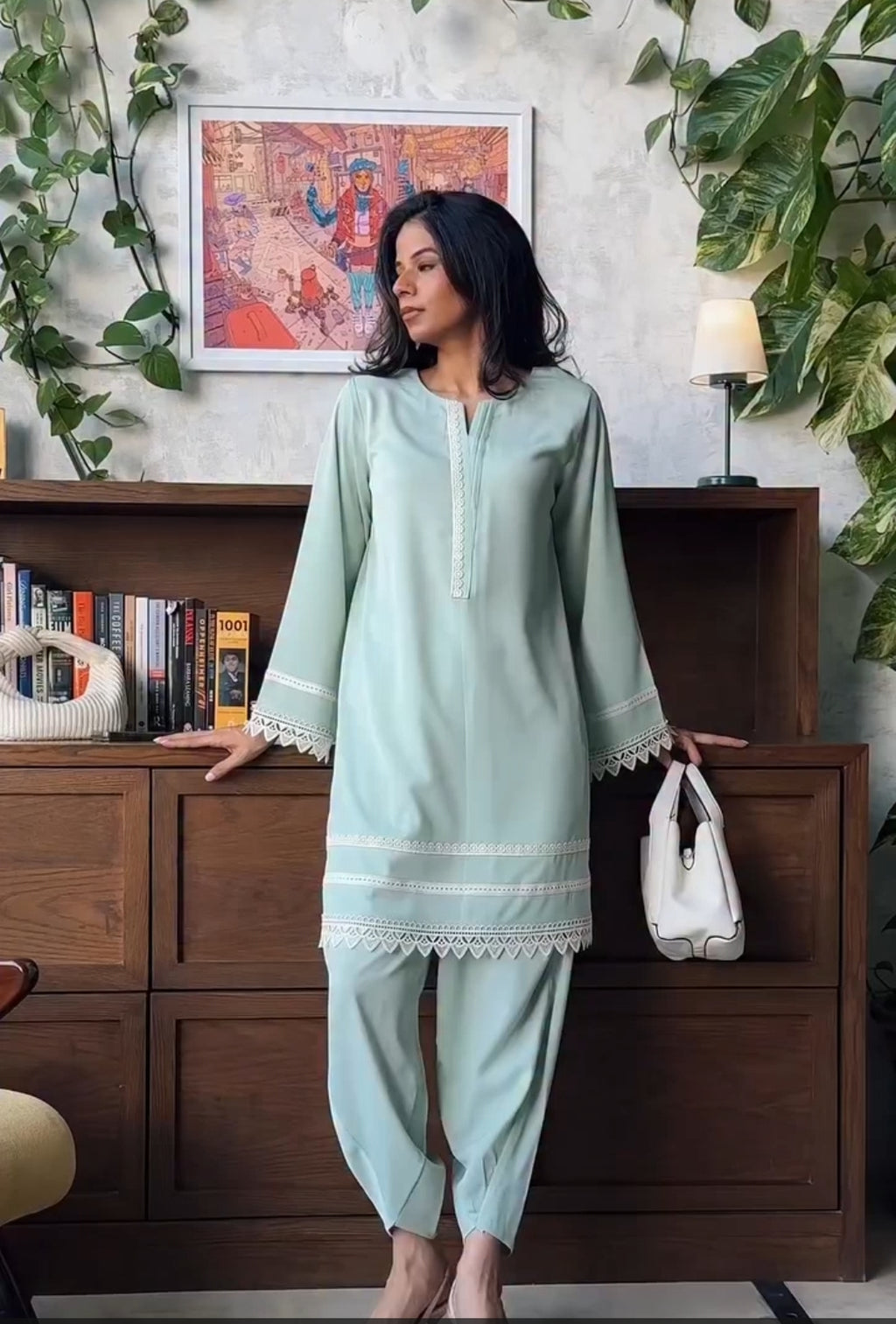 Eid Speical Mint Blue Lace Set