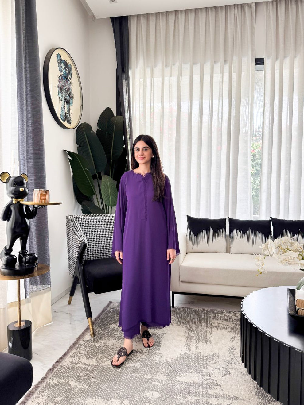 Deep Purple Long Fringe Set