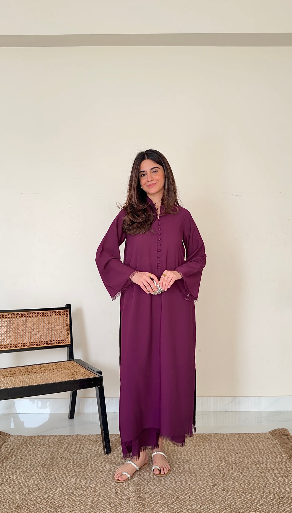 Burgundy Long Button Set