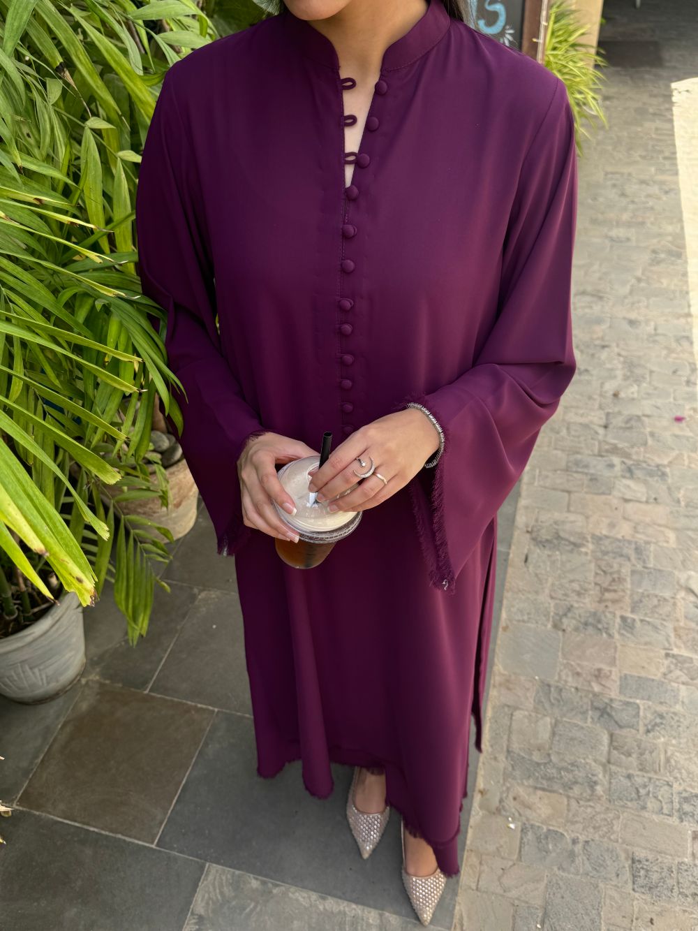 Burgundy Long Button Set