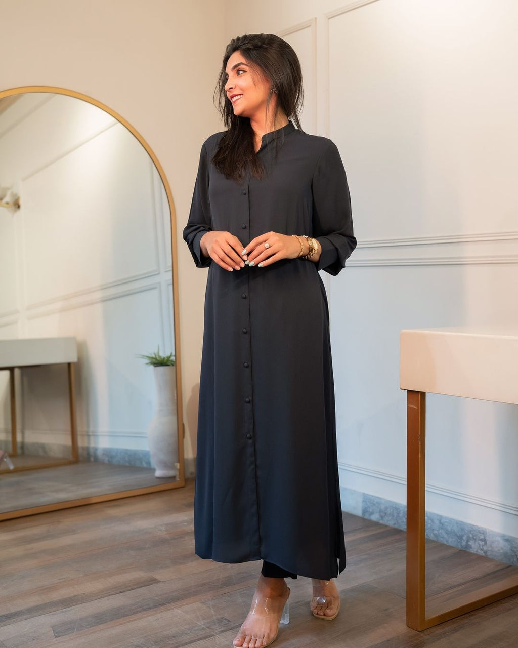 Black Long Kurti Set
