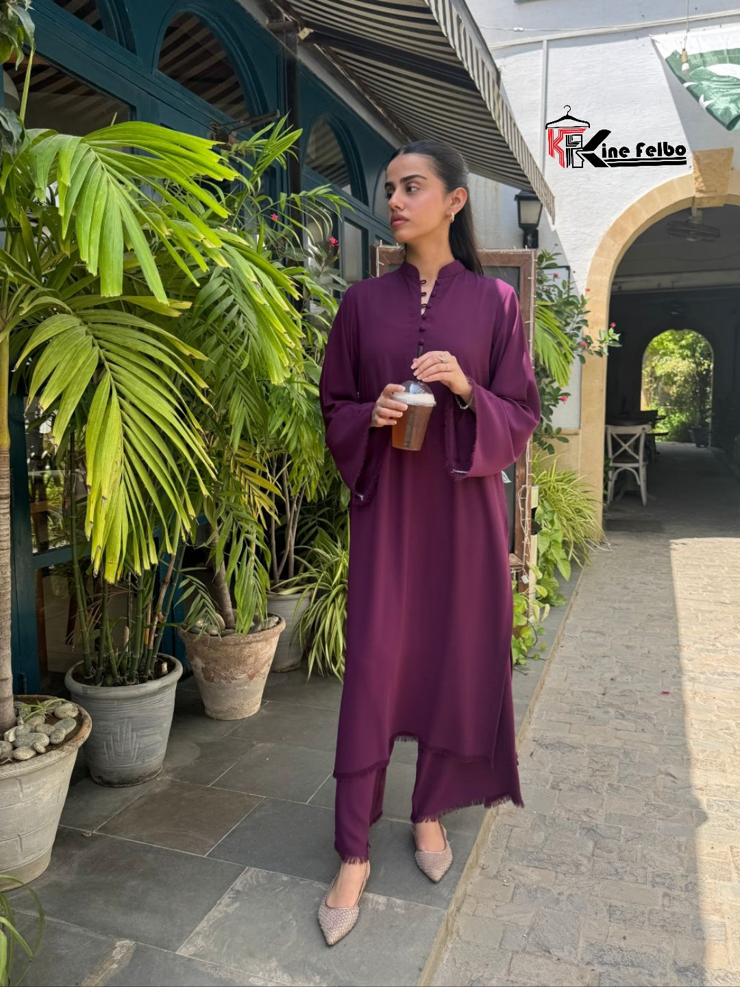 Burgundy Long Button Set