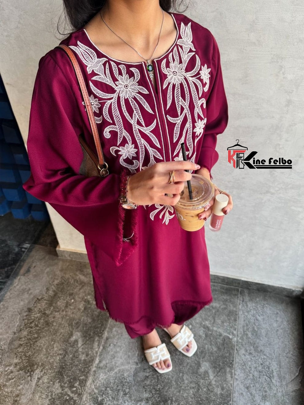 Eid Speical Maroon Embroidery Set