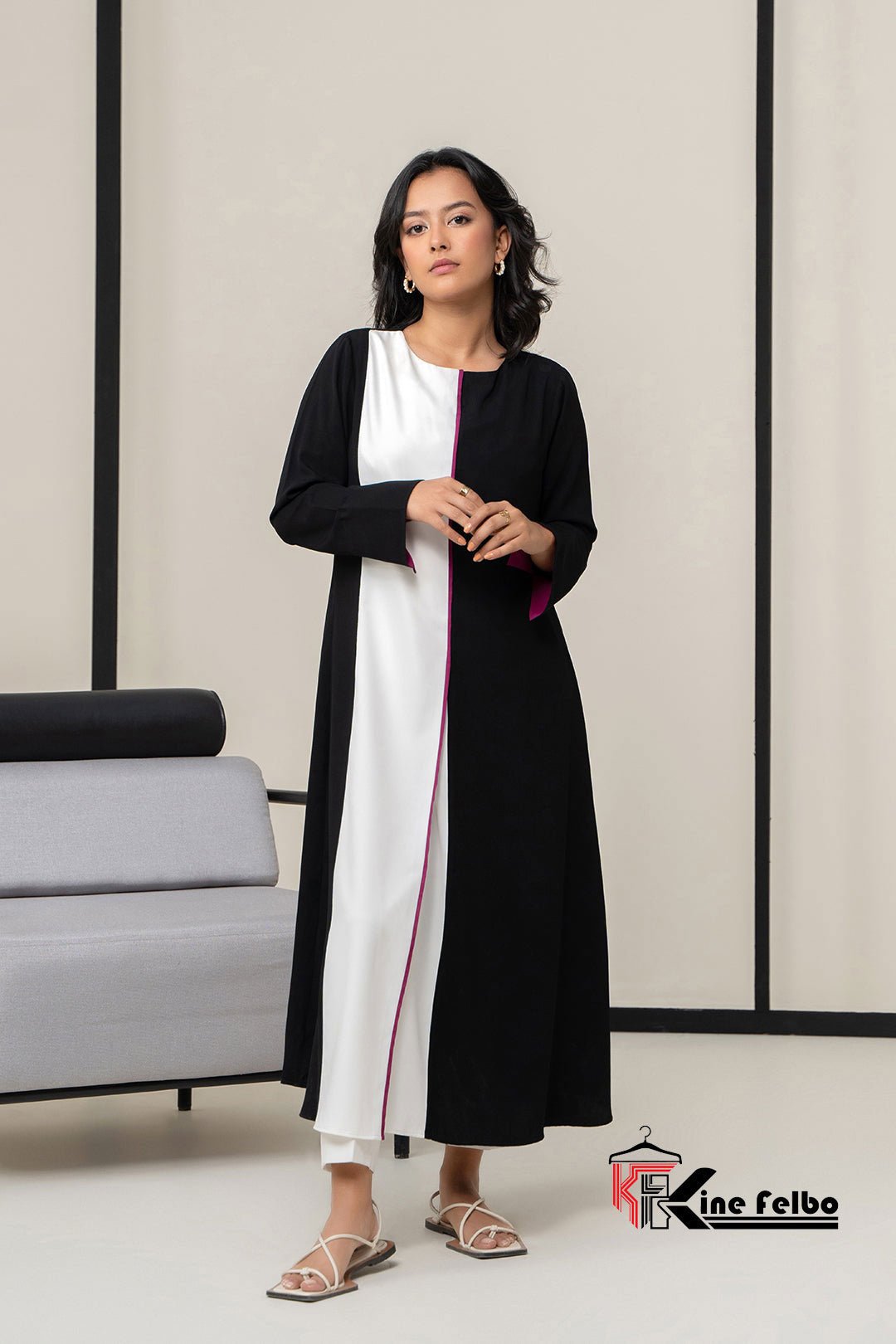 Contrast Color Long Dress - KineFelbo