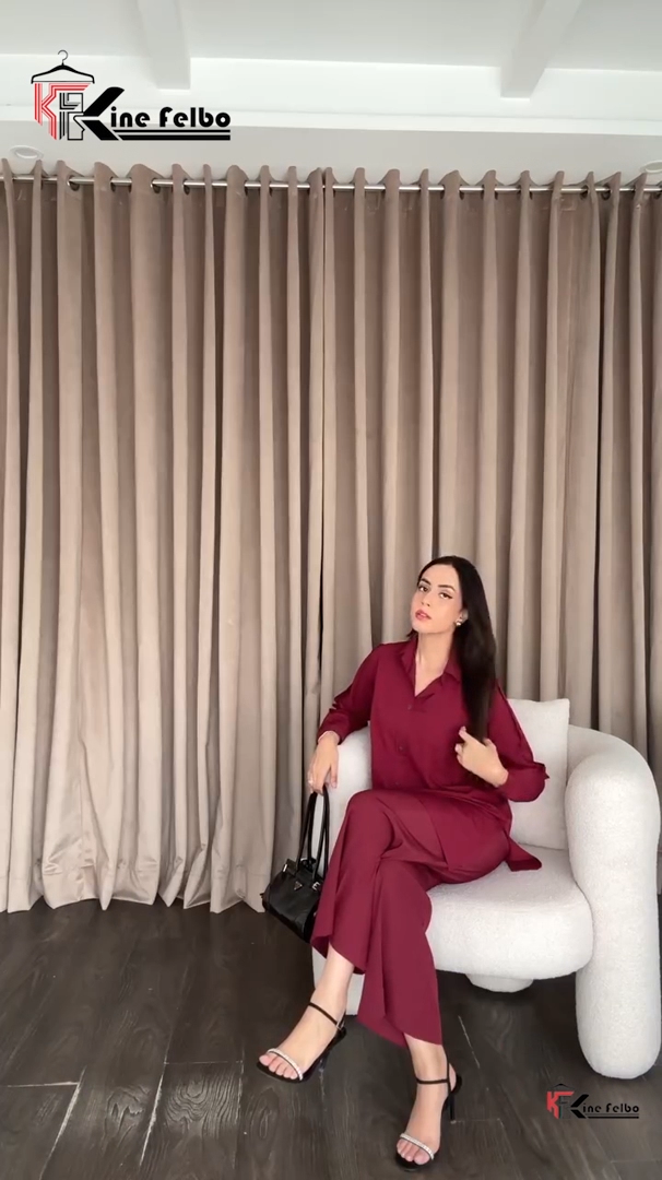 Casual Shirt Set (Wine Color)