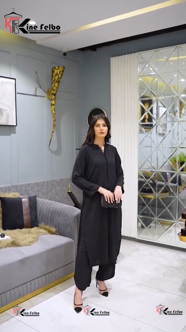 Black Long Button Dress