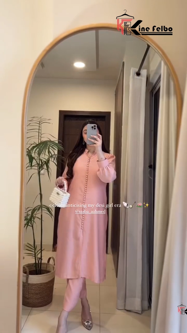 Lira Peach Buttoned Kurti