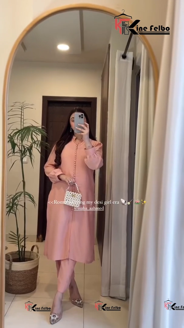 Lira Peach Buttoned Kurti