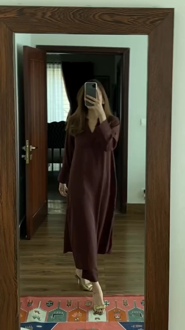 Luxury Long Kurti Set (Coffee Color)