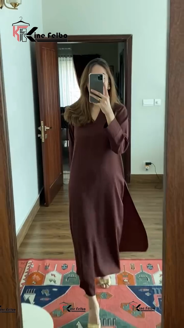 Luxury Long Kurti Set (Coffee Color)