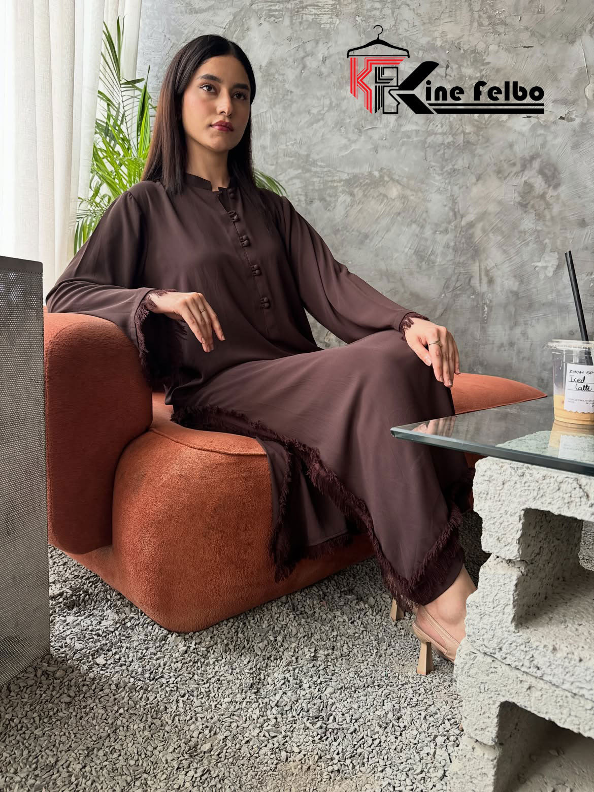 Coffee Long Fringe Set