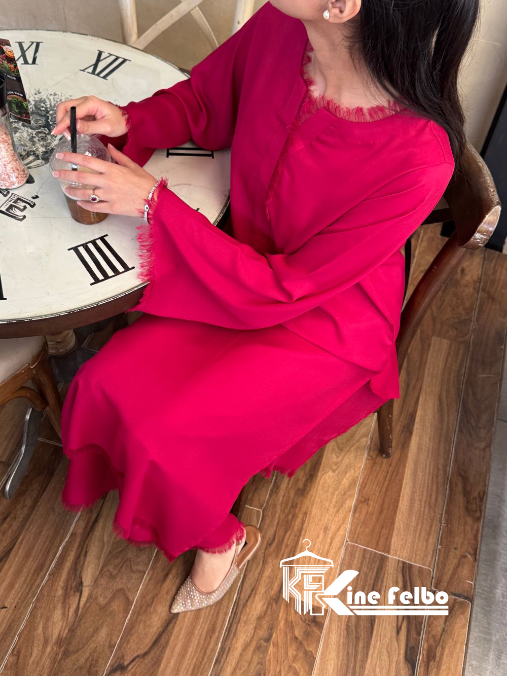 Red Long Fringe Set