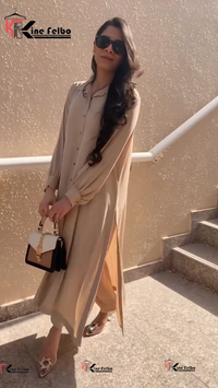 Beige Elegance Long Shirt Set