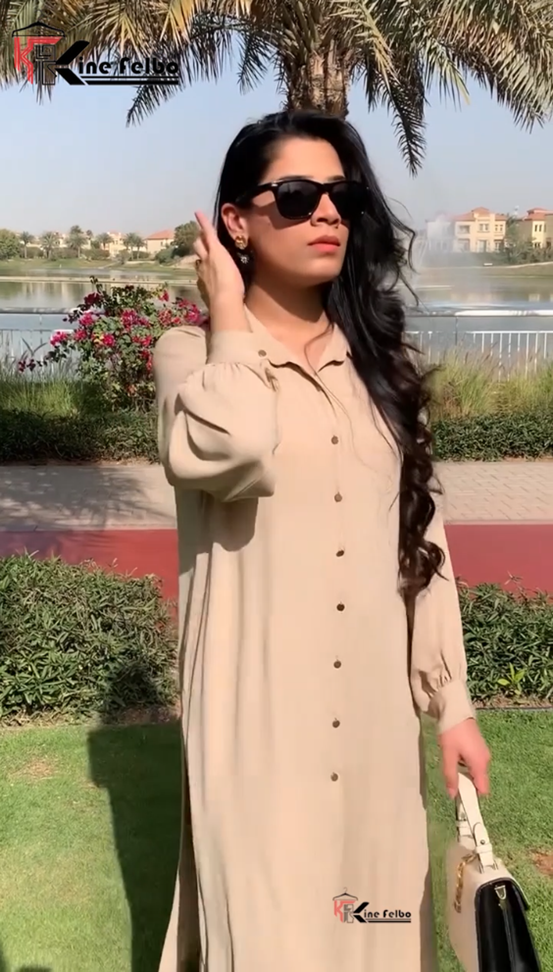 Beige Elegance Long Shirt Set