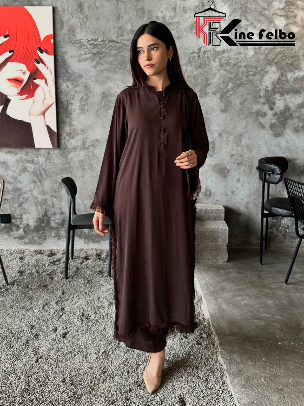 Coffee Long Fringe Set