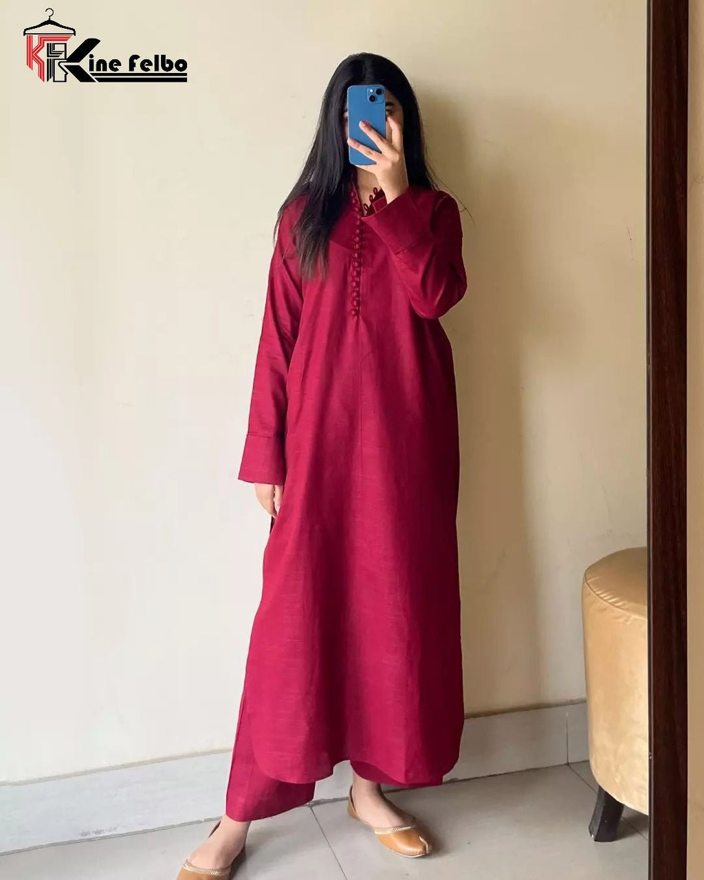 Pakistanni Long Button Dress - KineFelbo