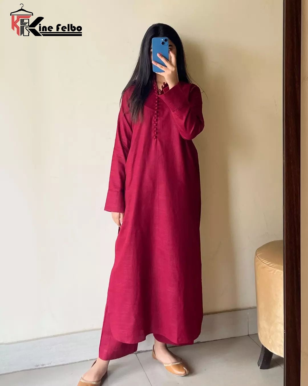 Pakistanni Long Button Dress - KineFelbo