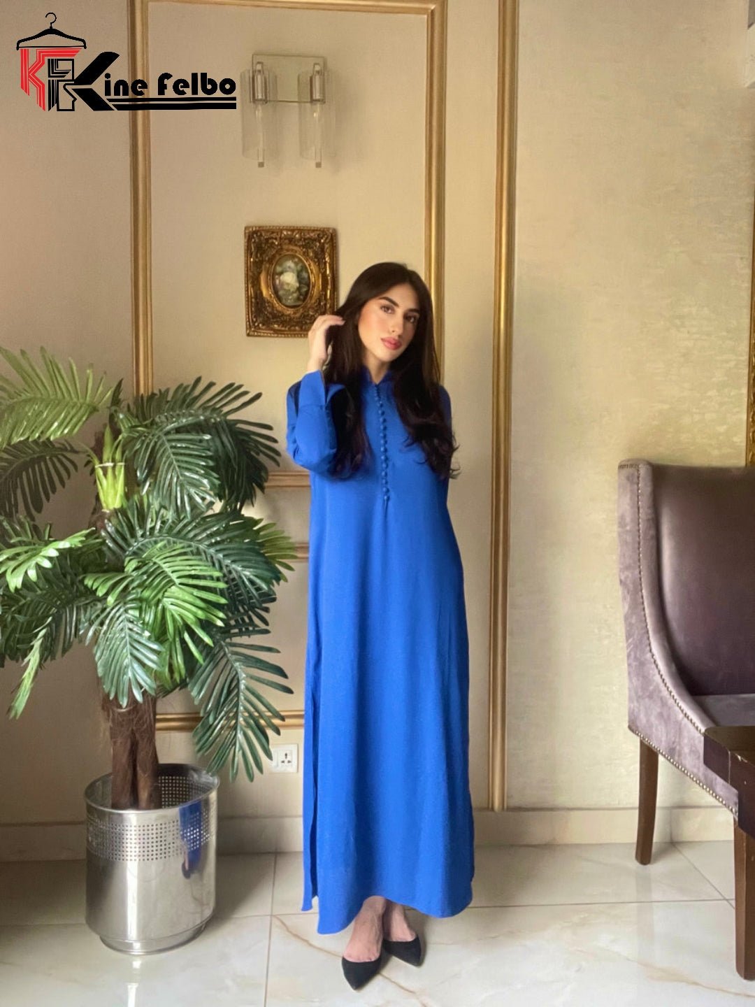 Pakistanni Long Button Dress - KineFelbo