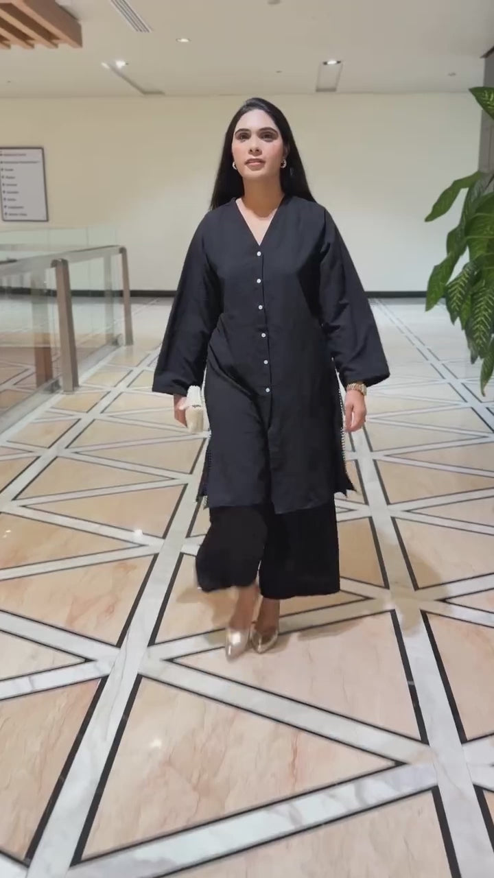 Black Long Shirt Set