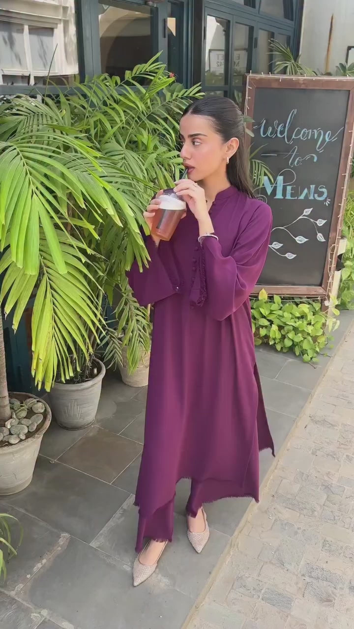 Burgundy Long Button Set