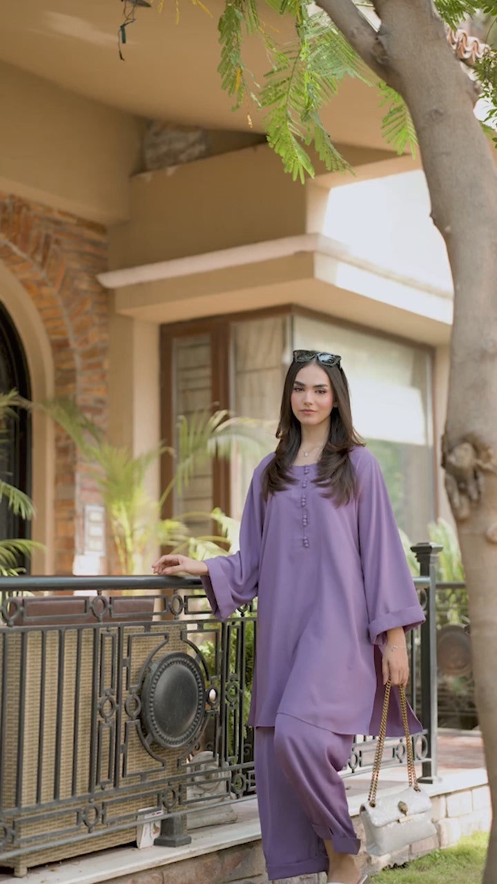 Purple Buttoned Kurti