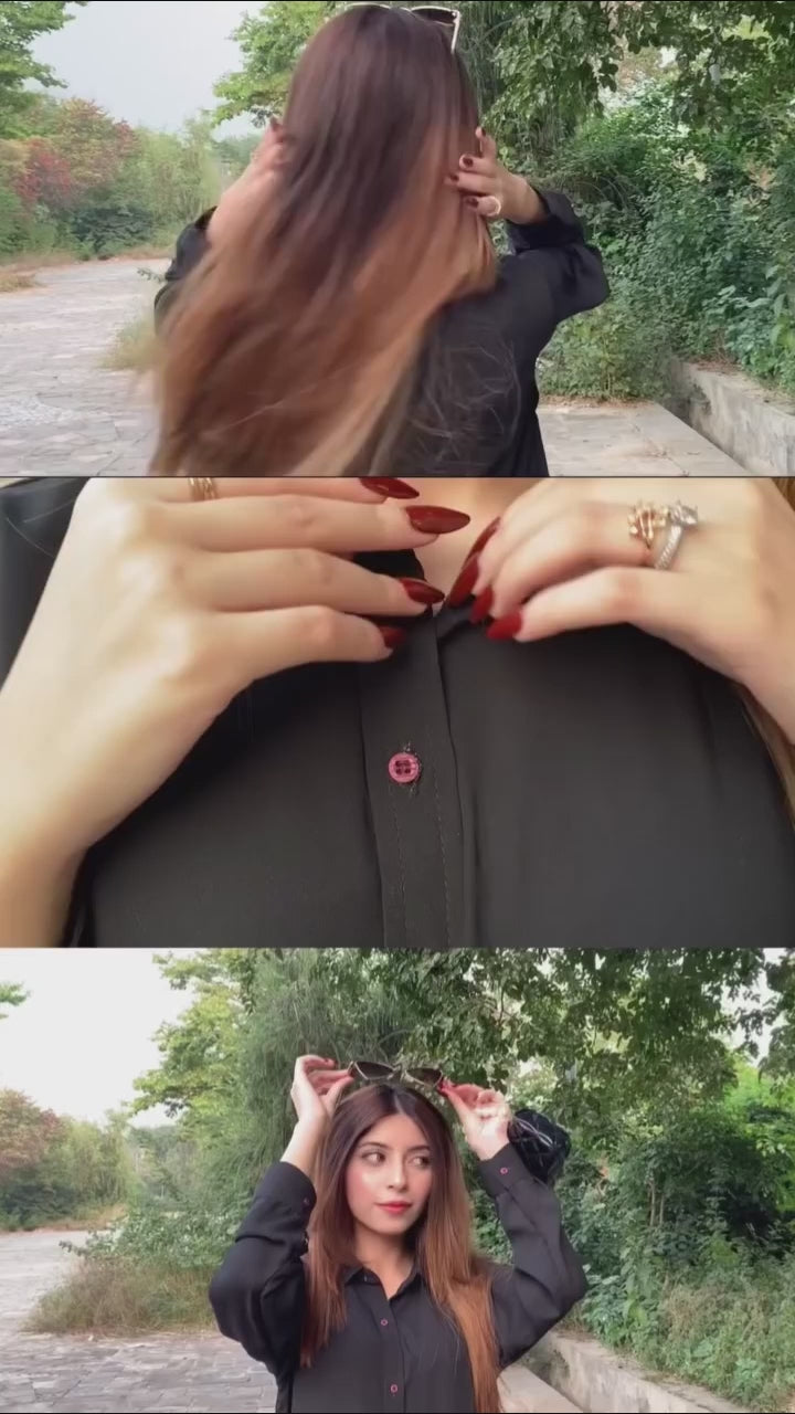 Casual Black Shirt Set