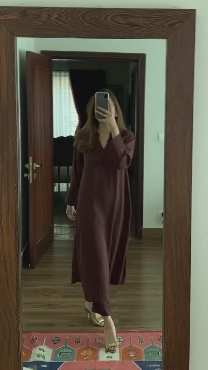 Luxury Long Kurti Set (Coffee Color)