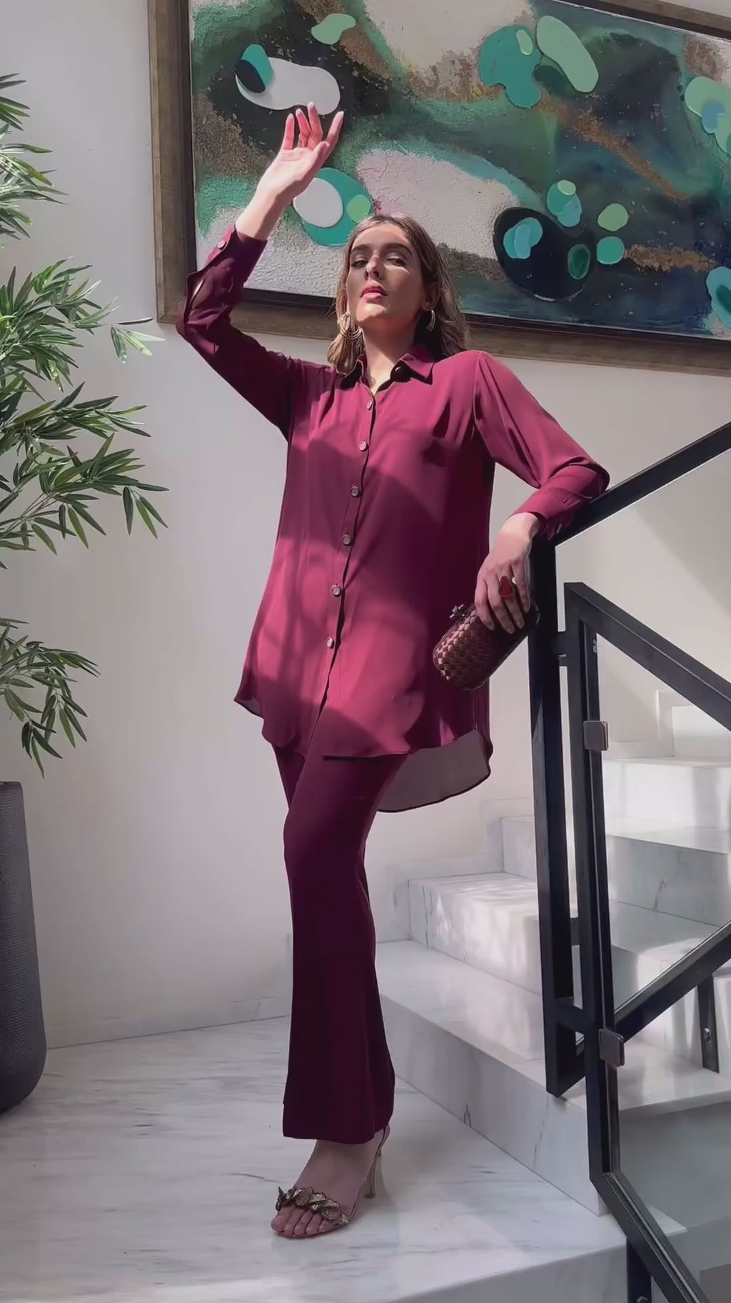 Dark Maron Shirt Set