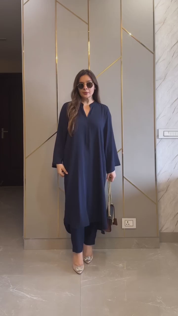 Gina Navy Kurti Set