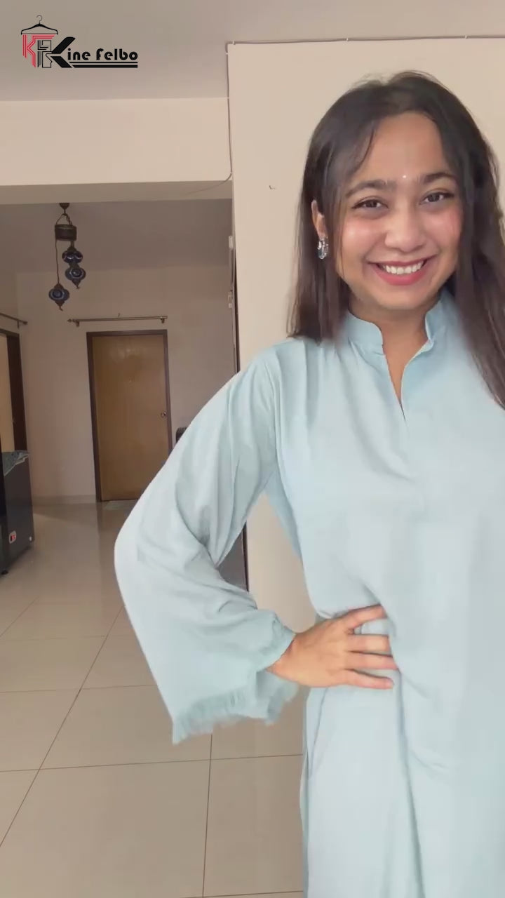 Noora Mint Blue Fringe Set