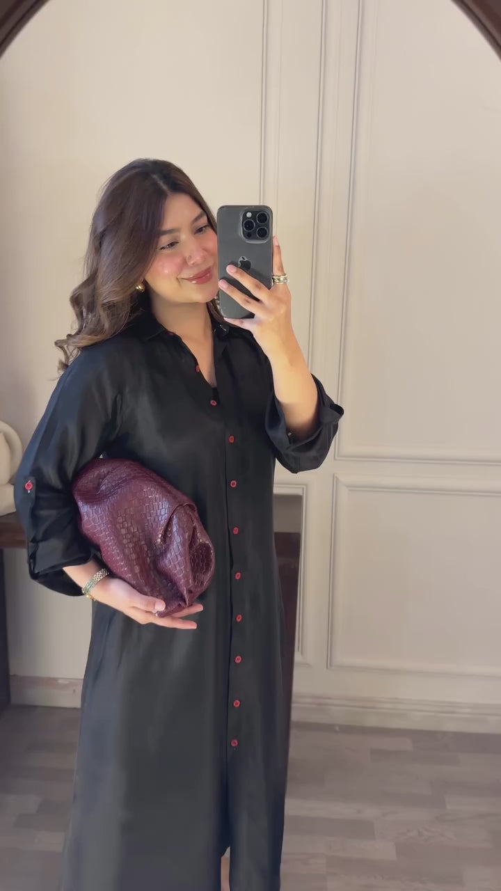 Black Long Shirt Set