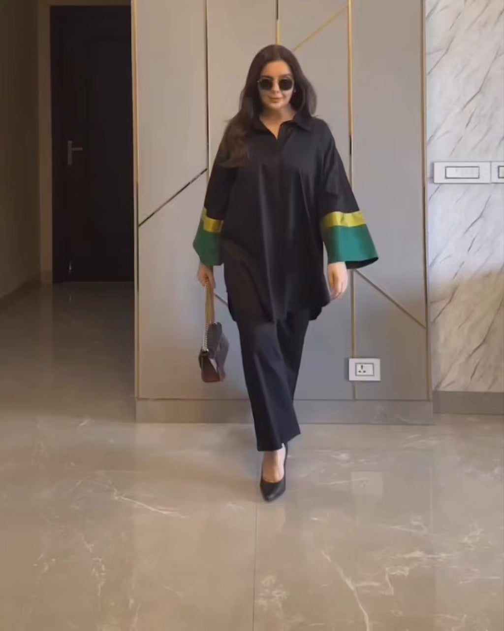 Black Short Kurta Set