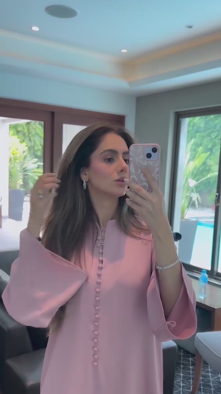 Noor Pink Long Button Set