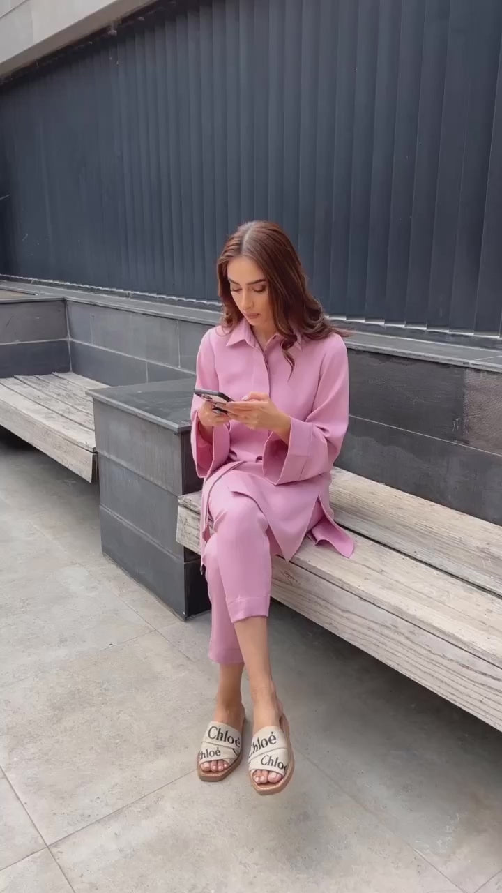 Pink Casual Shirt Set