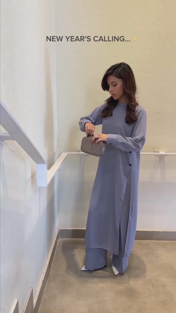 Grey Long Kurta Set