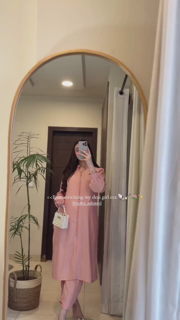 Lira Peach Buttoned Kurti