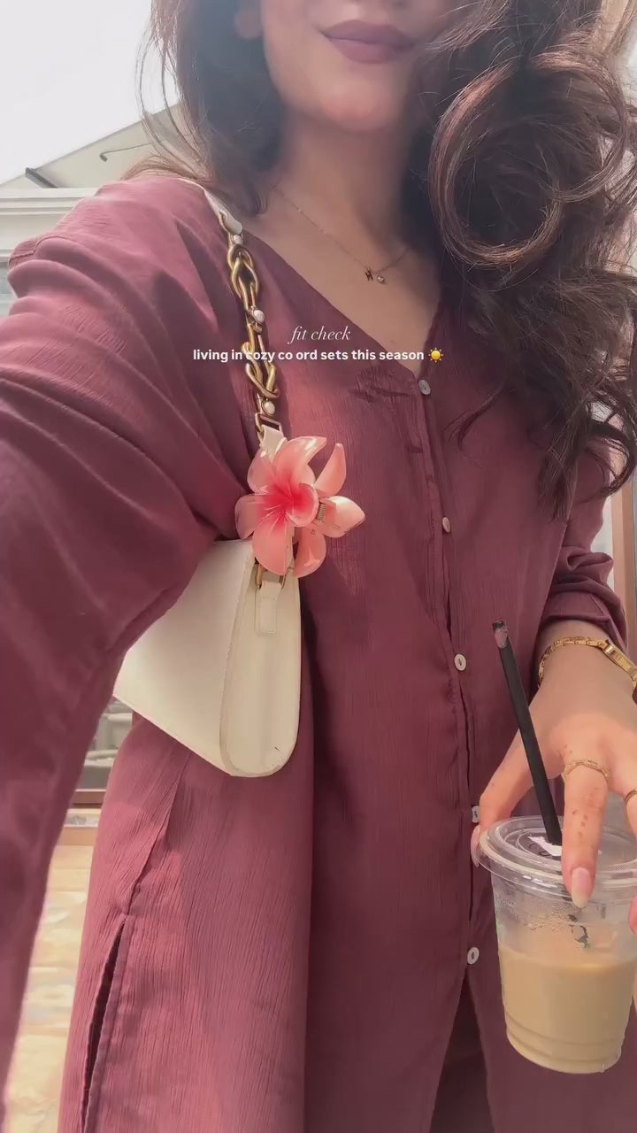 Maron V Neck Shirt Set