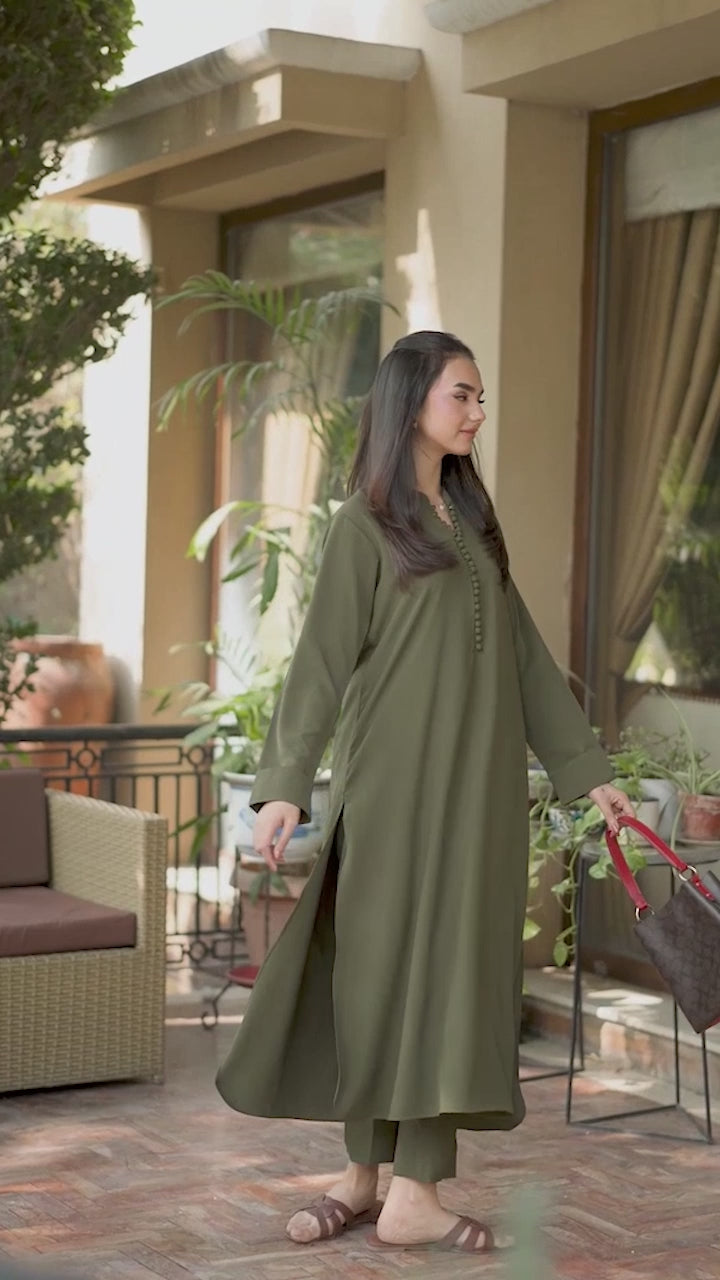 Olive Long Button Set