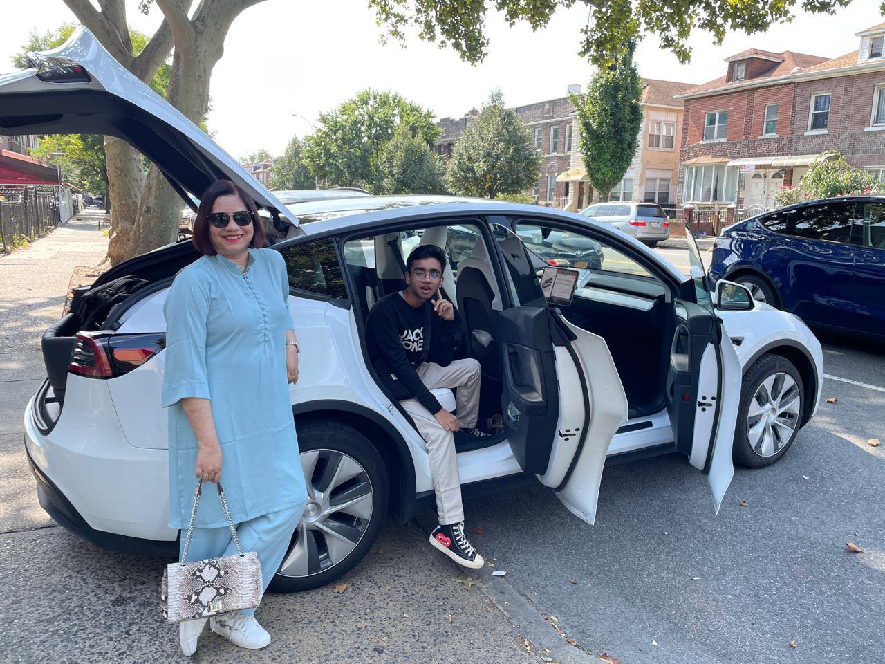 Mint Blue Button Kurti Set