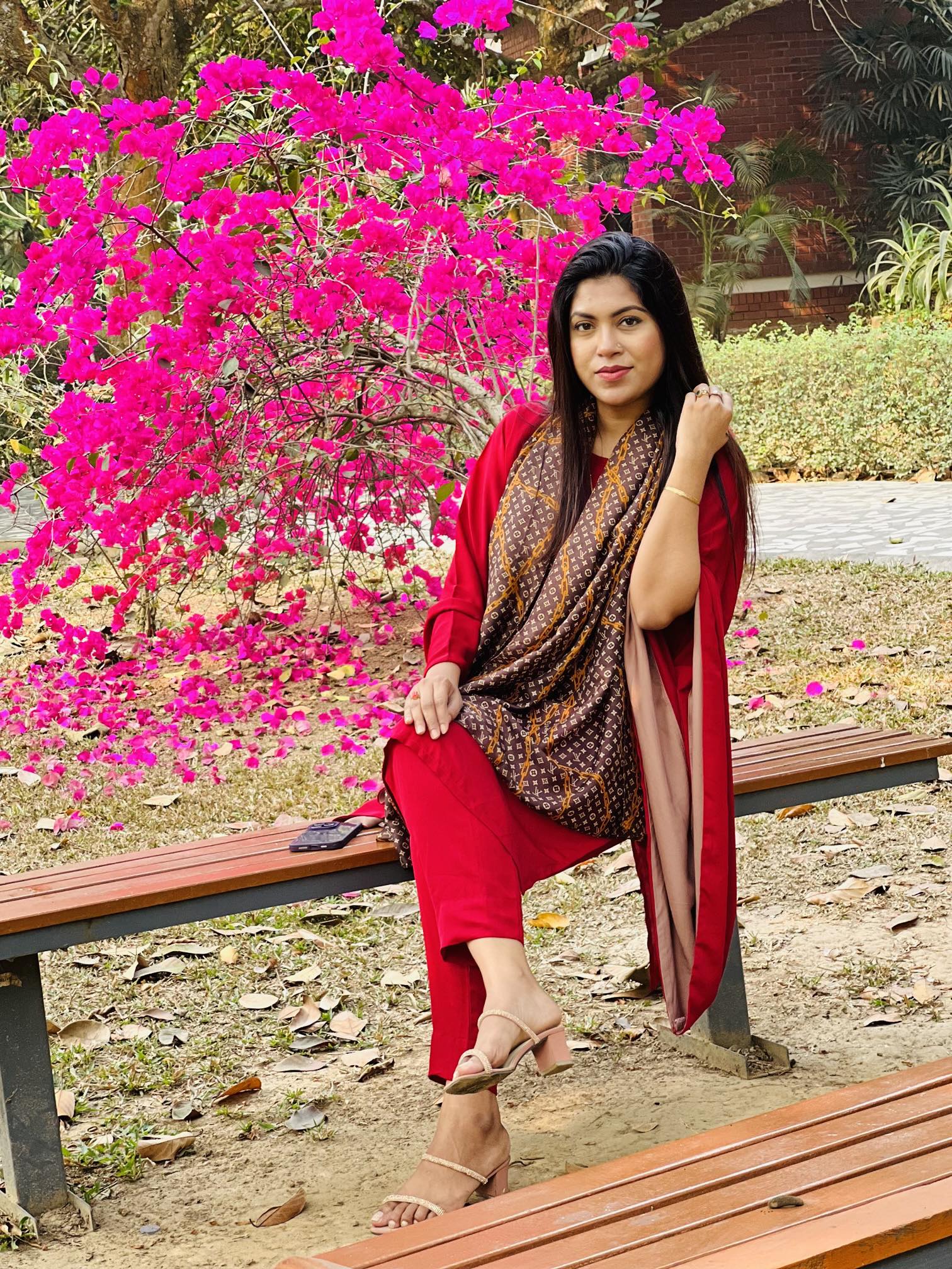 Red Short Kaftan Set